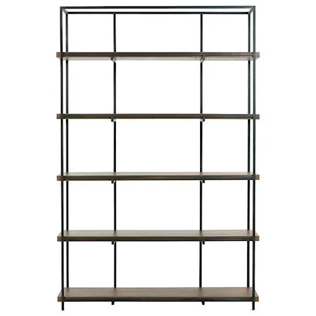Contemporary Open Bookcase with Metal Frame